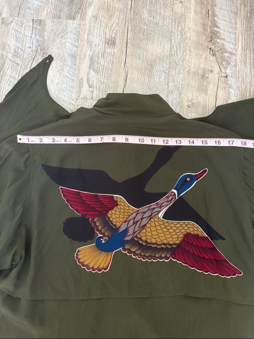 Vintage 100% Silk Pancaldi & B Made in Italy Blouse Mallard Duck - Picture 9 of 11